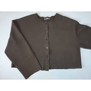 Room 34 Sweater Size Large‎ Muted Brown Button Up Crop Cardigan